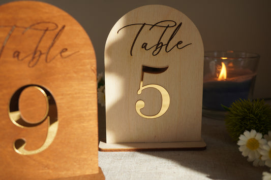 Wooden Wedding Gold Table Number - Wedding Table Decor, Rustic Country Wedding, Custom Table Sign, Custom Table Sign Rustic Country Wedding
