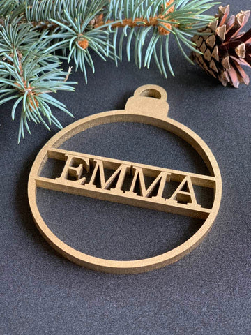 Personalized Wreath Christmas Bauble – Custom Wooden Ornament | HoneyWoodLand