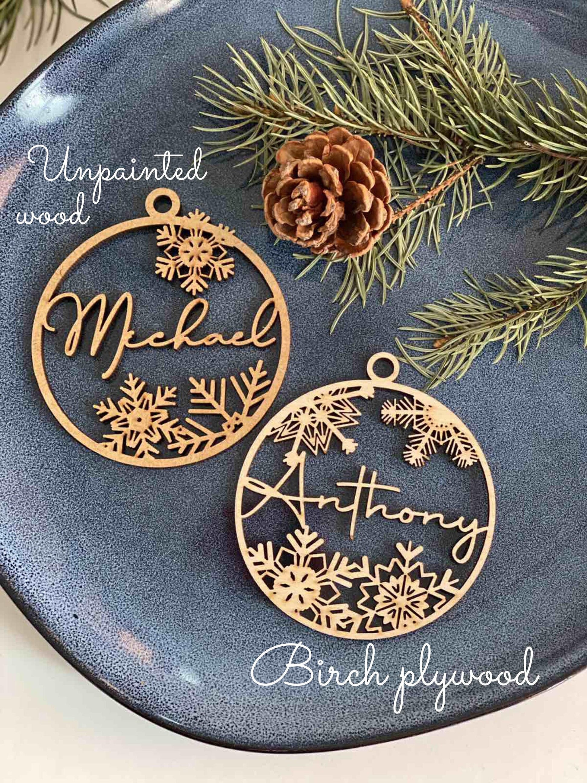 CHRISTMAS wood decor Christmas baubles personalized CHRISTMAS custom gift tags with name bauble personalized Custom Laser Cut