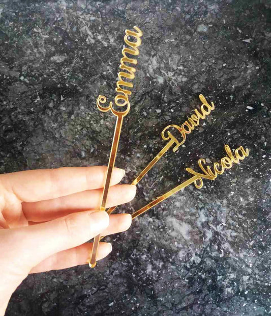Personalized name drink stirrers