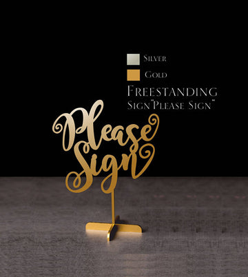 Gold Please Sign Here Sign Wedding Signs, Guest Book Alternative , Laser Cut Wood Decor , Wood Signs