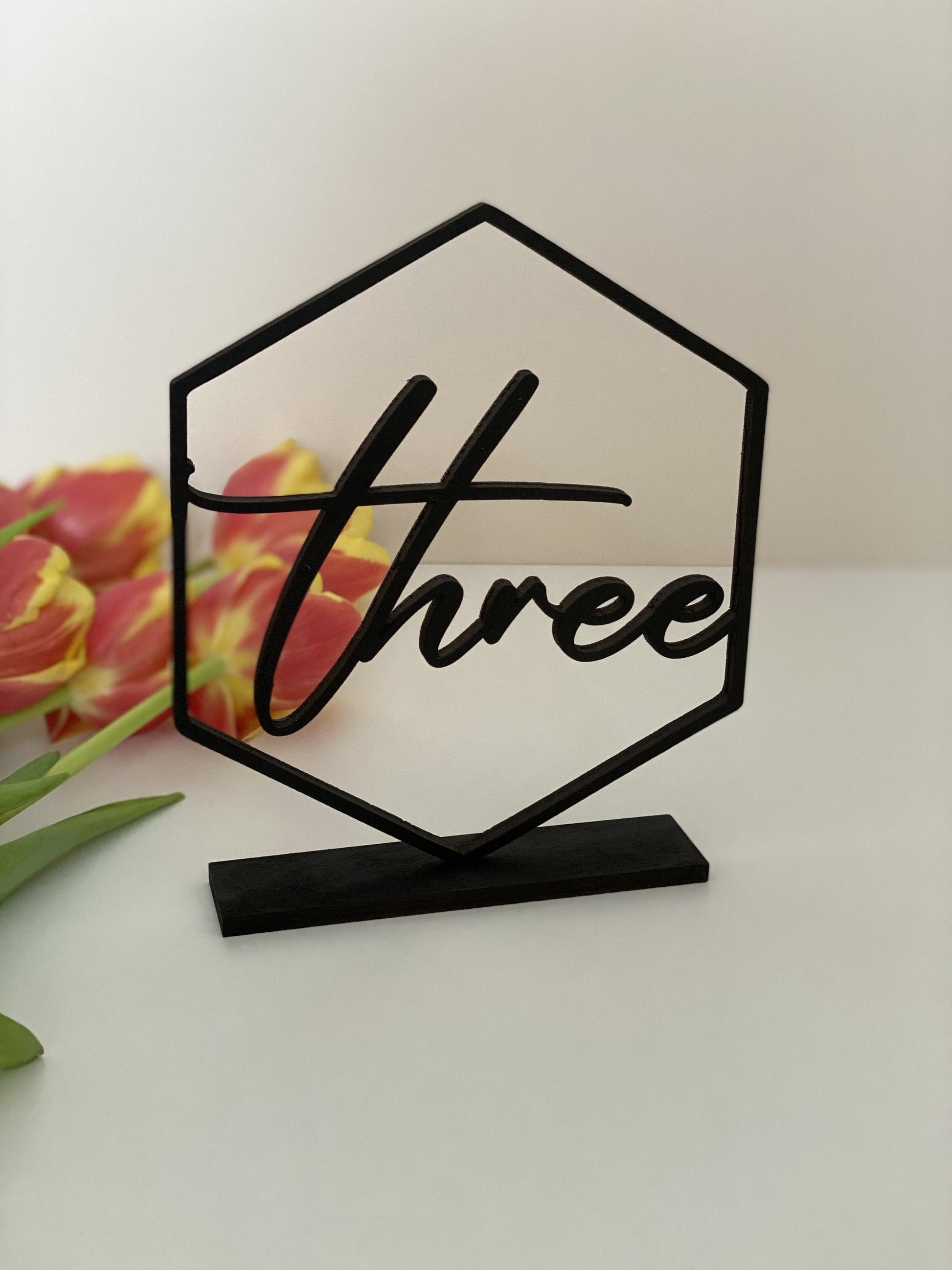 Table Numbers Hexagon table numbers Wedding Table Numbers Numbers with base Wood table numbers Gold table numbers Table decoration