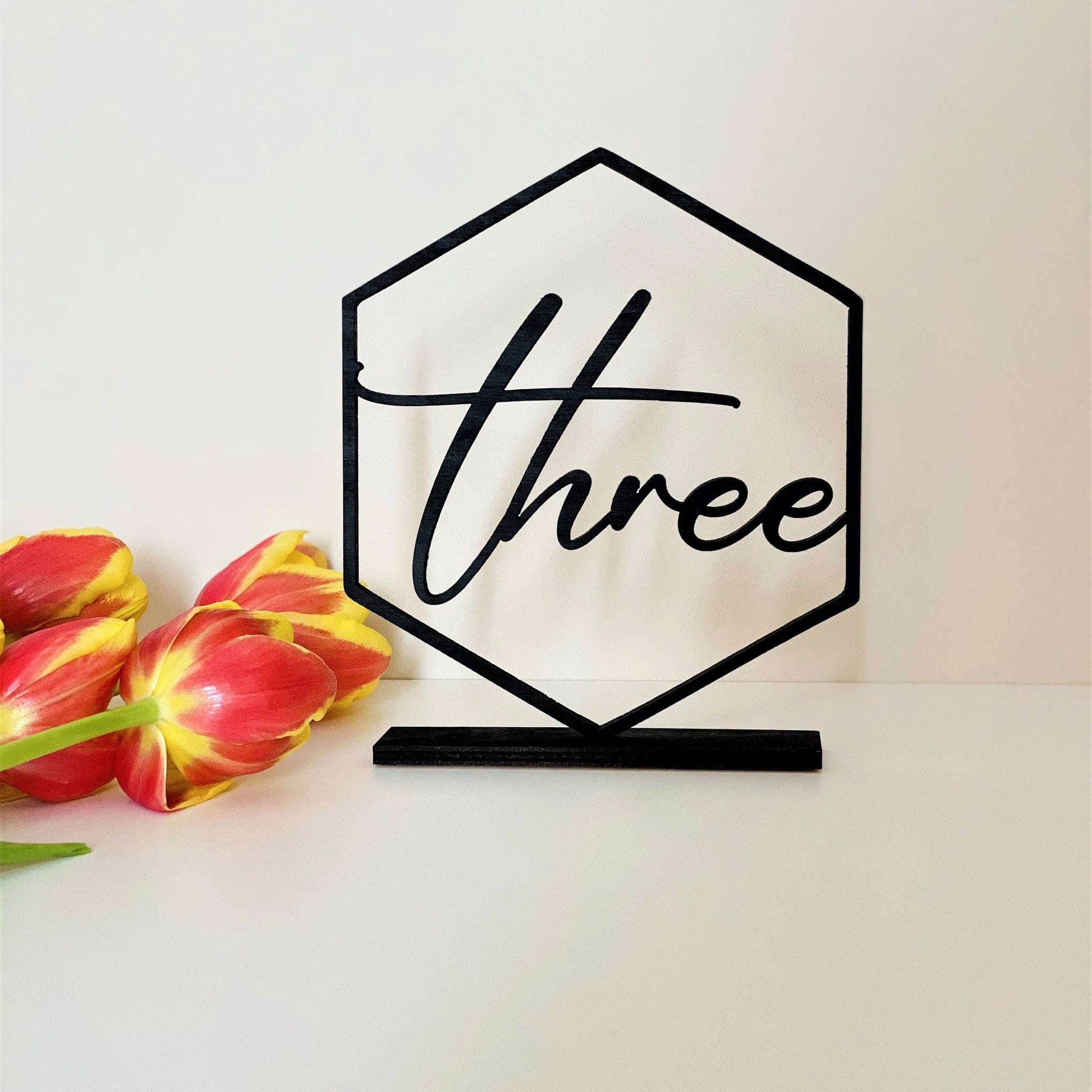Table Numbers Hexagon table numbers Wedding Table Numbers Numbers with base Wood table numbers Gold table numbers Table decoration