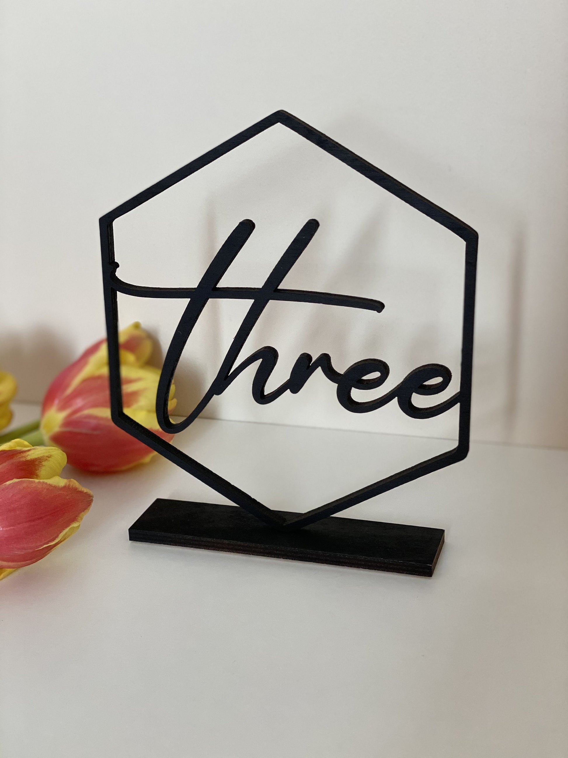 Table Numbers Hexagon table numbers Wedding Table Numbers Numbers with base Wood table numbers Gold table numbers Table decoration