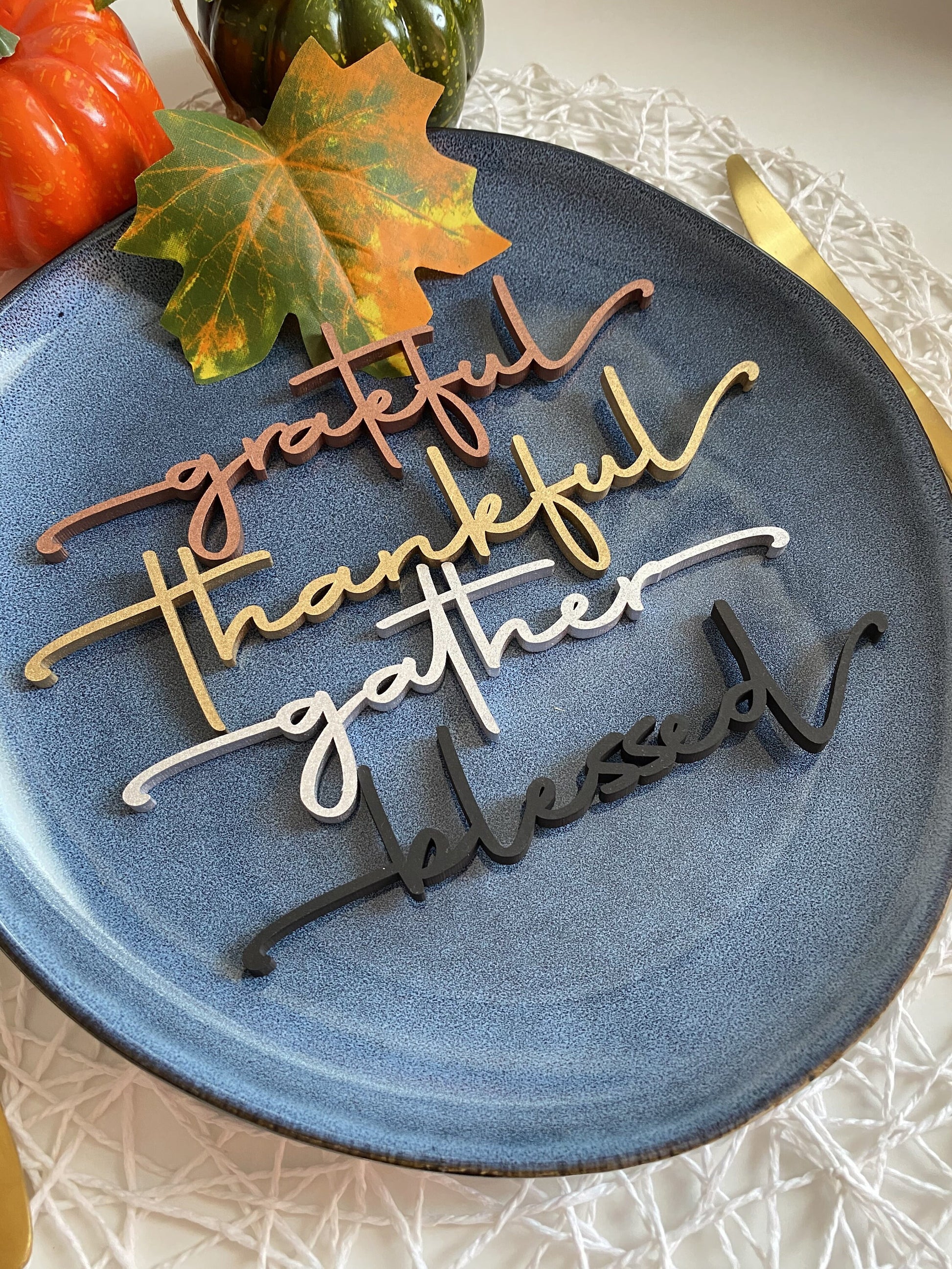 Thankful place card , Laser Cut signs , Grateful Thankful Blessed Place Cards , Thanksgiving table decor , CUSTOM Thanksgiving place card