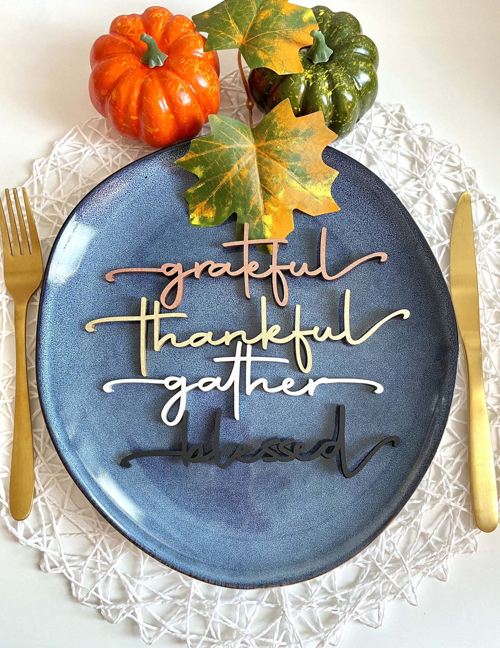 Thankful place card , Laser Cut signs , Grateful Thankful Blessed Place Cards , Thanksgiving table decor , CUSTOM Thanksgiving place card