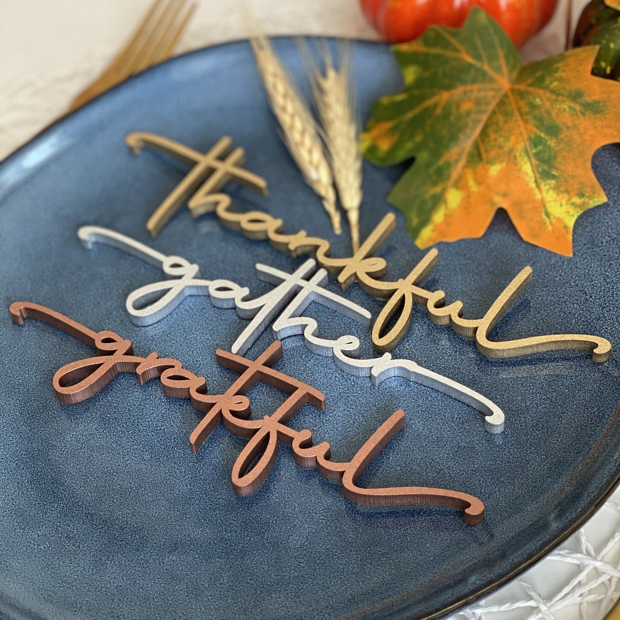 Thankful place card , Laser Cut signs , Grateful Thankful Blessed Place Cards , Thanksgiving table decor , CUSTOM Thanksgiving place card